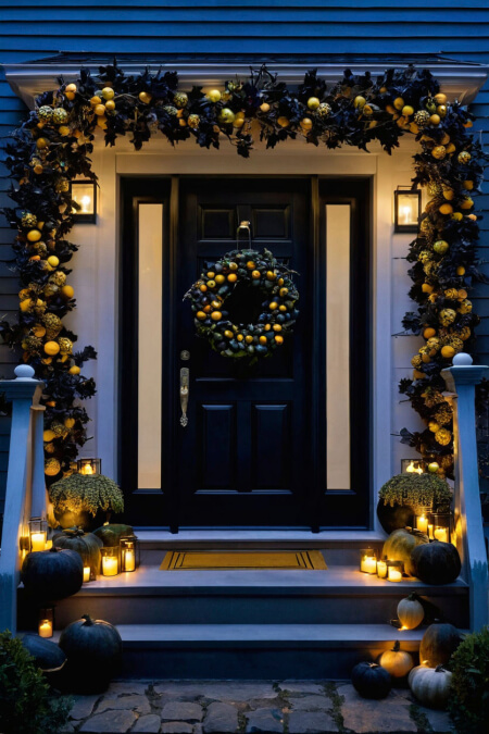 halloween front door porch decorations garland