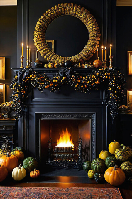halloween mantel decor