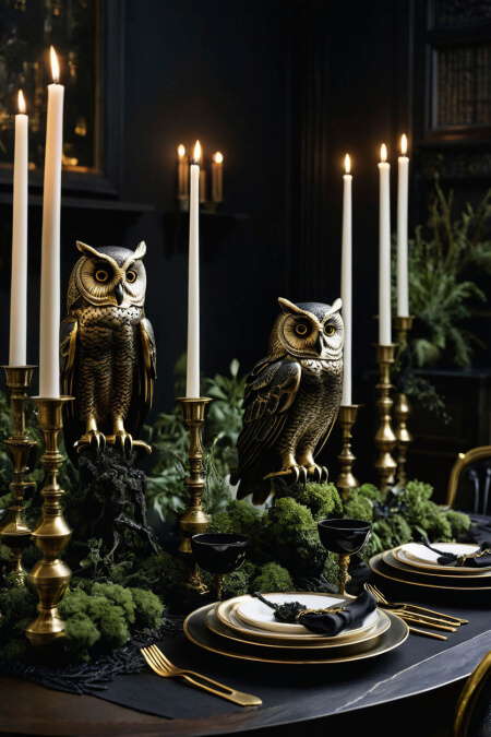 owls halloween tablescape