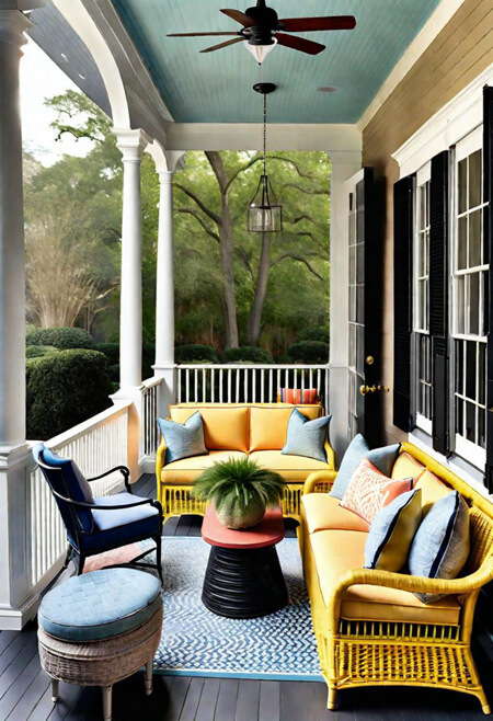 patio yellow wicker furniture sofa