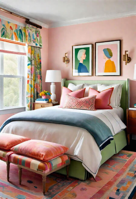 pink bedroom green orange yellow blue