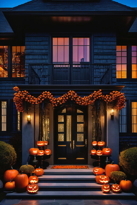 pumpkins jack o lanterns halloween porch