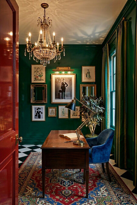 red blue green home office