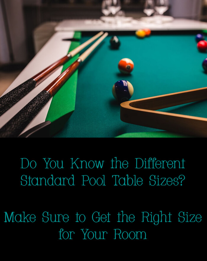 standard pool table sizes