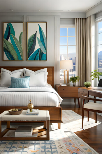 statement pieces leaf art bedroom