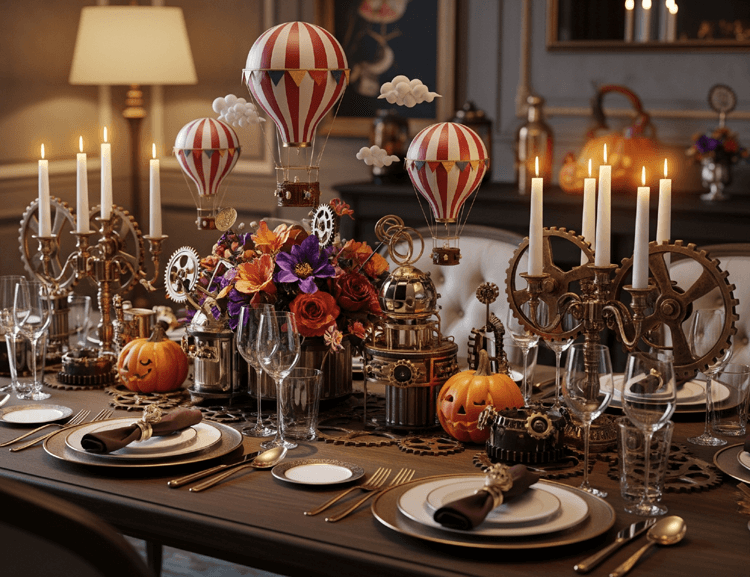 steampunk halloween tablescape