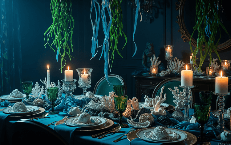 underwater halloween tablescape