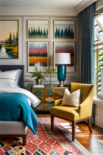 vintage antique bedroom yellow chair