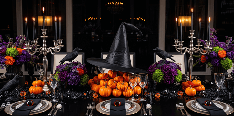 witch hat halloween tablescape