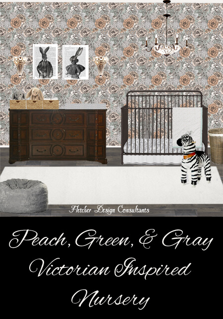  Peach Green Gray Victorian Inspired Nursery 