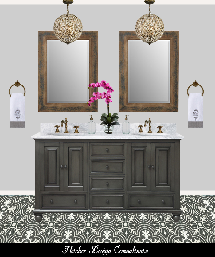  TraditionalBlackWhiteAndGrayBathroom