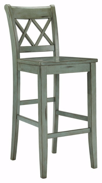 Ashley Furniture Signature Design - Mestler Bar Stool - Pub Height - Vintage Casual Style - Set of 2 - Blue / Green 